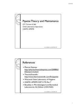 Pipette Theory and Maintenance