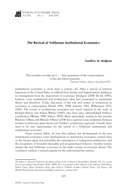 The Revival of Veblenian Institutional Economics
