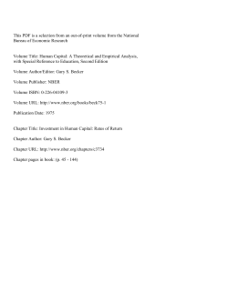 Investment in Human Capital: Rates of Return