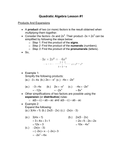Quadratic Algebra Lesson #1