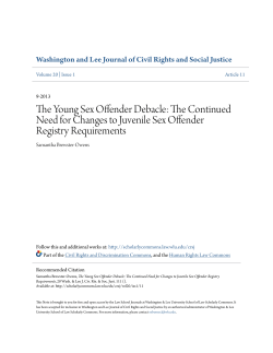 The Young Sex Offender Debacle: The Continued Need for