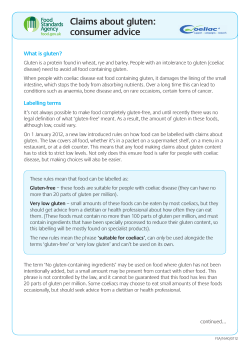 Claims about gluten: consumer advice