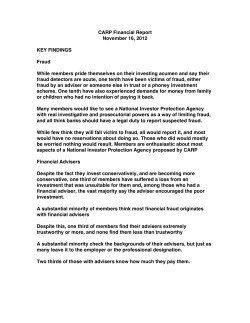 CARP Financial Report November 16, 2012 KEY FINDINGS Fraud