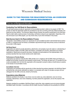 GUIDE TO THE PROCESS FOR REACCREDITATION