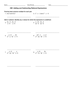 HW: Adding and Subtracting Rational Expressions