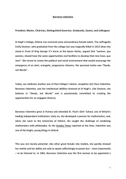 college oration for Baroness Valentine
