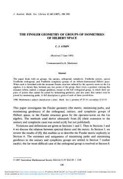 The Finsler geometry of groups of isometries of Hilbert Space