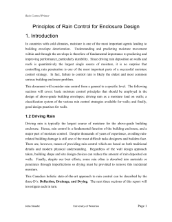 Principles of Rain Control for Enclosure Design 1. Introduction