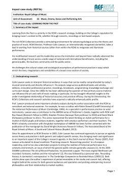 Learning from the Past - Royal College of Music