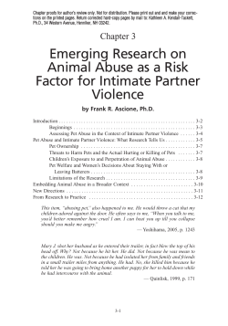 Emerging Research on Animal Abuse as a Risk Factor for