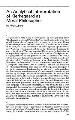 An Analytical Interpretation of Kierkegaard as Moral