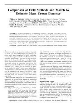 Comparison of Field Methods and Models to Estimate