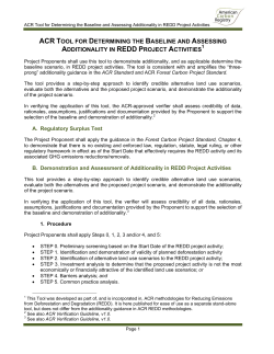 acr tool for determining the baseline and assessing additionality in