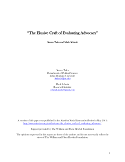 The Elusive Craft of Evaluating Advocacy