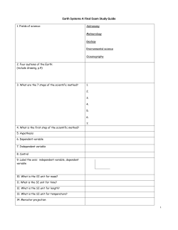 Earth Systems A Final Exam Study Guide
