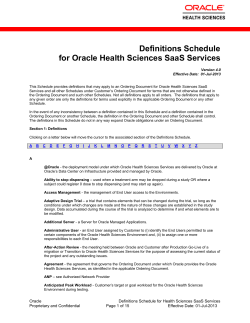 Definitions Schedule for Oracle Health Sciences SaaS Services