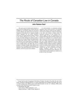 The Roots of Canadian Law in Canada