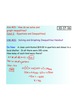 Aim #21: How do we solve and graph inequalities? (Unit 2