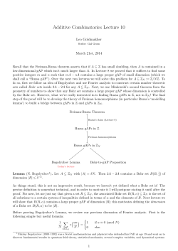Additive Combinatorics Lecture 10