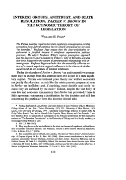 Interest Groups, Antitrust, and State Regulation: Parker v. Brown in