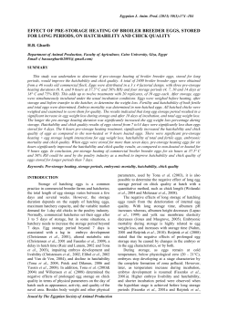 effect of pre-storage heating of broiler breeder eggs, stored for long