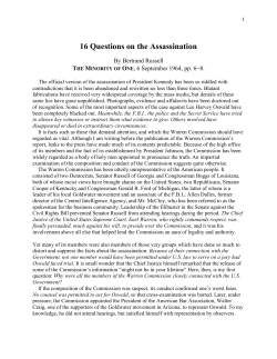 16 Questions on the Assassination
