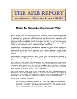 Recipe for Magnesium/Bicarbonate Water