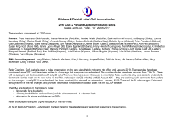 March Captains` Meeting Notes - Brisbane and District Ladies Golf