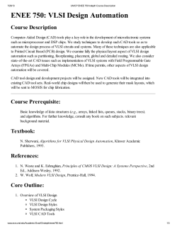 ENEE 750: VLSI Design Automation