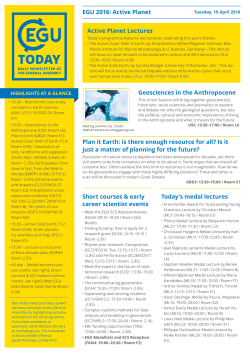 Today`s medal lectures Active Planet Lectures Short