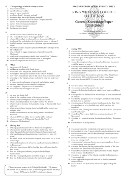GKP 2015-2016 Questions - King William`s College