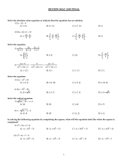 MAC 1105 Final Review Fall 2013