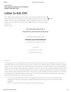 Letter to AIG CEO