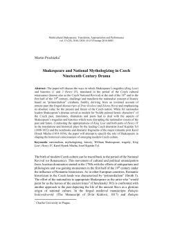 Shakespeare and National Mythologizing in Czech Nineteenth