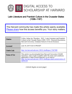 Latin Literature and Frankish Culture in the Crusader States (1098