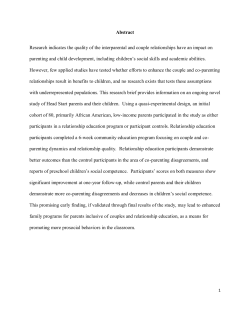 Abstract Research indicates the quality of the interparental and