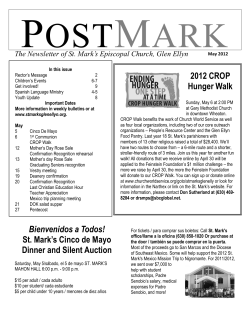 2012 CROP Hunger Walk Bienvenidos a Todos! St. Mark`s Cinco de
