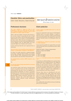 Professional structures Client protection Checklist: Ethics and