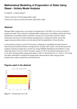 Mathematical Modelling of Evaporation of Water Using Steam