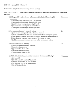 CHE 1401 - Spring 2013 - Chapter 8 Homework 8 (Chapter 8: Basic