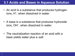 3.1 Acids and Bases in Aqueous Solution