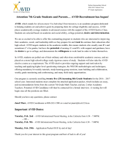 Attention 7th Grade Students and Parents&hellip; AVID Recruitment has