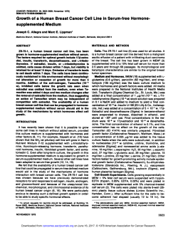 Growth of a Human Breast Cancer Cell Line in