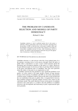 the problem of candidate selection and models of party democracy