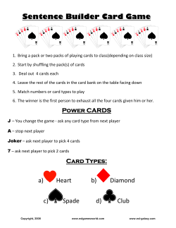 Sentence Builder Card Game