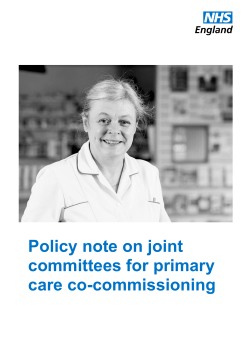 Policy note on joint committees for primary care co