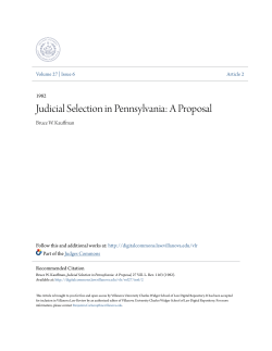 Judicial Selection in Pennsylvania: A Proposal