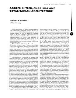 ADOLPH HITLER, CHARISMA AND TOTALITARIAN ARCHITECTURE