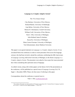 Language is a Complex Adaptive System p. 1 Language is a