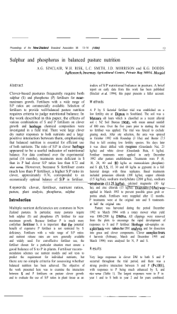 Sulphur and phosphorus in balanced pasture nutrition